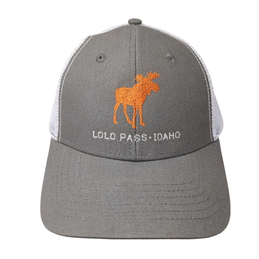 Lolo Pass Idaho Snapback Trucker Hat Gray OS Adjustable Mesh Back Wild West